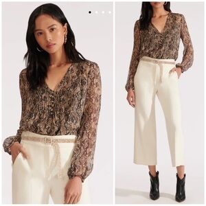 Veronica Beard Lowell Snake Print Silk Blouse